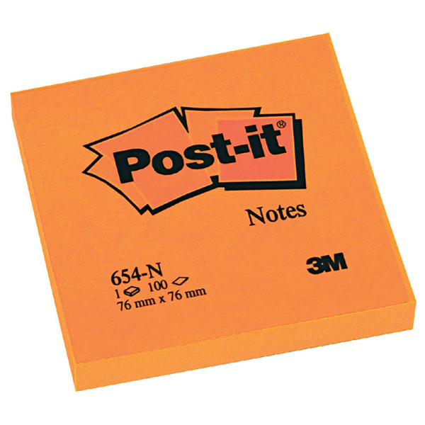 memoblok 3M Post-it  76x76mm 654-NO neon orange