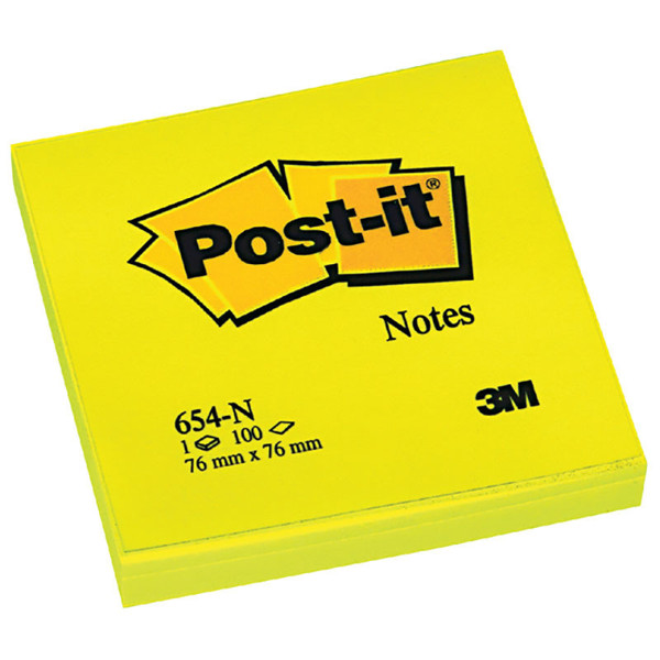 memoblok 3M Post-it  76x76mm 654-NY neon geel