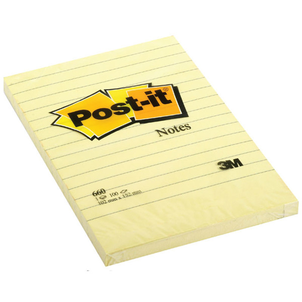 memoblok 3M Post-it 102x152mm 660 geel gelijnd