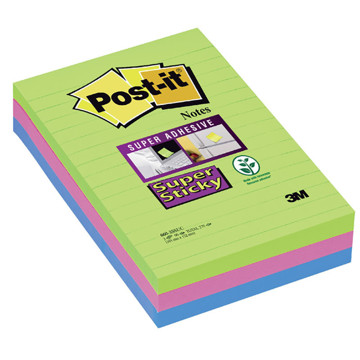 memoblok 3M Post-it 102x152mm 660-3SSUC gelijnd Super Sticky