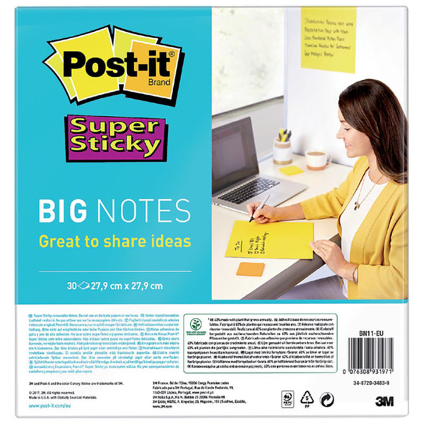 memoblok 3M Post-it 279x279mm Super Sticky Big Notes - geel