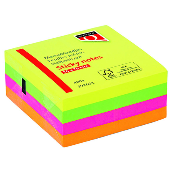 memoblok Quantore  76x76mm neon 4 kleuren 400vel