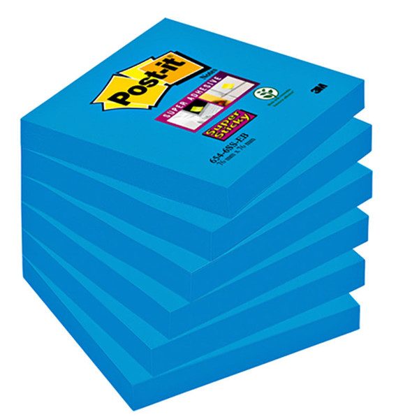 memoblok 3M Post-it  76x76mm 654-UB   Super Sticky ultra blauw