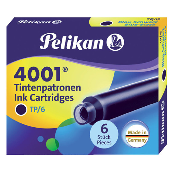 Pelikan inktpatronen 4001 blauw / zwart - 6stuks