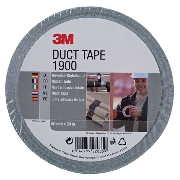 plakband 3M 1900 Duct Tape 50mm x 50m zilver