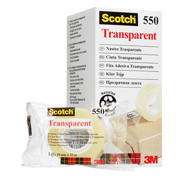 plakband 3M Scotch 550 19mm x 33m transparant