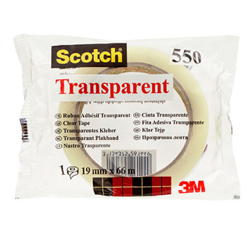 plakband 3M Scotch 550 19mm x 66m transparant