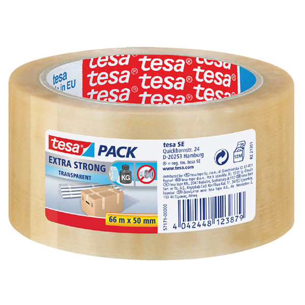 plakband Tesa Pack extra sterk kraft 50mm x 66m transparant