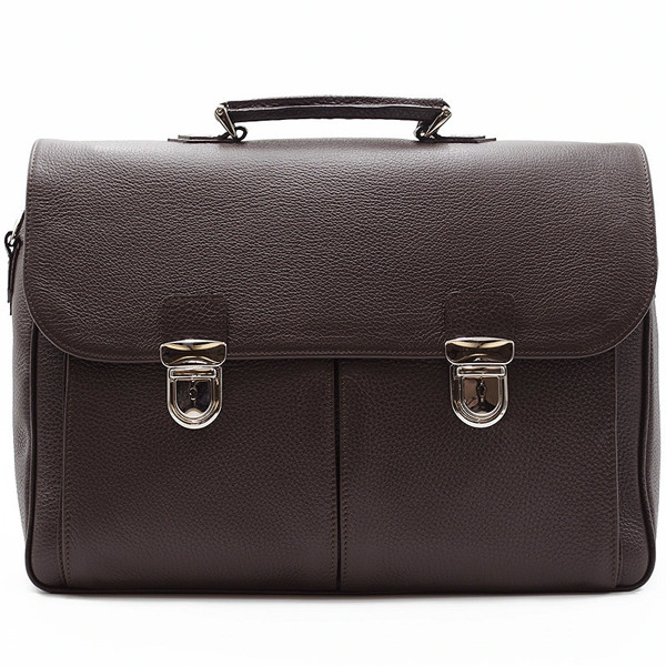 20S Briefcase Double Pocket Dark Brown