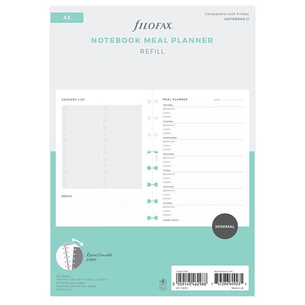 notitieboek Filofax Notebook A5  interieur Meal Planner