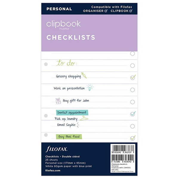 notitieboek Filofax Clipbook A5  interieur checklist