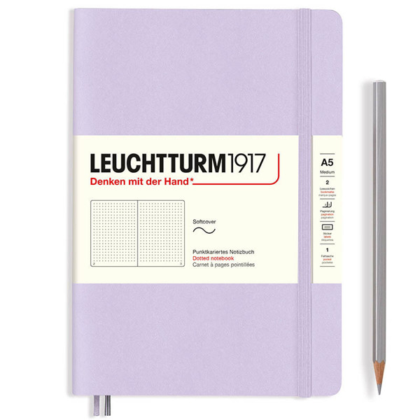 LEUCHTTURM1917 Medium A5 Softcover Smooth Colour notitieboek Lilac blanco