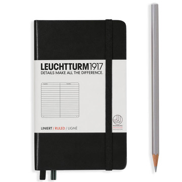 LEUCHTTURM1917 Pocket A6 notitieboek Black gelijnd