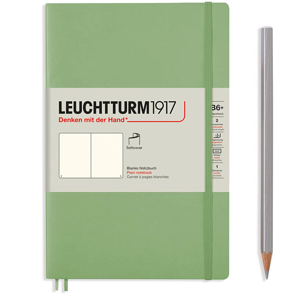 LEUCHTTURM1917 Paperback A6+ Softcover notitieboek Sage blanco