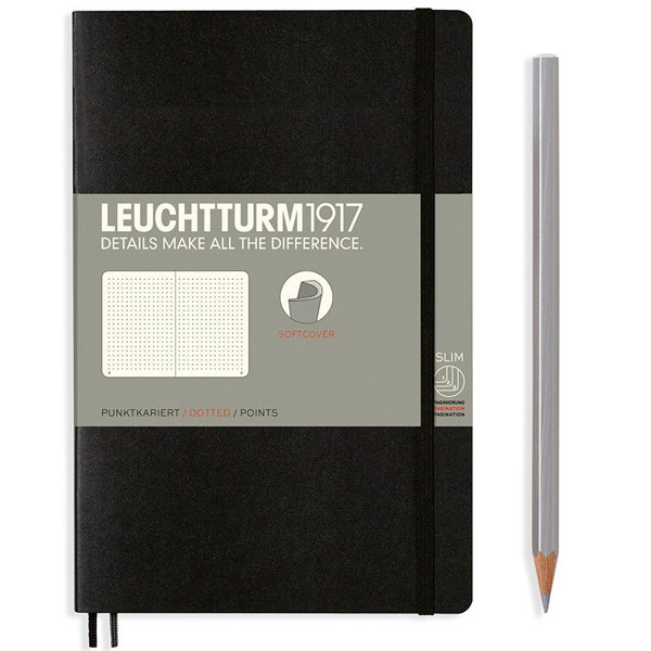 LEUCHTTURM1917 Paperback A6+ Softcover notitieboek Black dotted