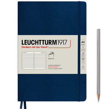 LEUCHTTURM1917 Medium A5 Softcover notitieboek Navy gelijnd