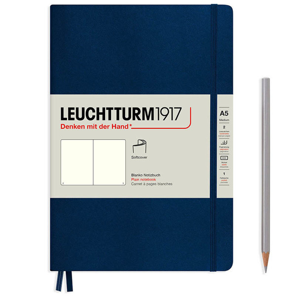 LEUCHTTURM1917 Medium A5 Softcover notitieboek Navy blanco