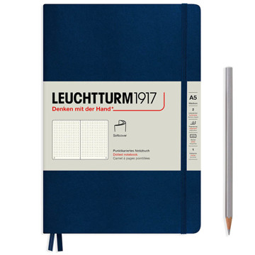 LEUCHTTURM1917 Medium A5 Softcover notitieboek Navy dotted