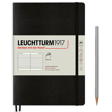 LEUCHTTURM1917 Medium A5 Softcover notitieboek Black gelijnd