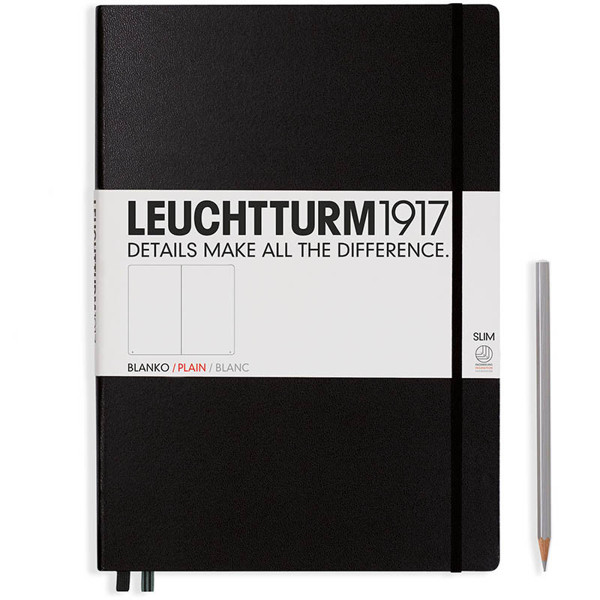 LEUCHTTURM1917 Master Slim A4+ notitieboek Black blanco