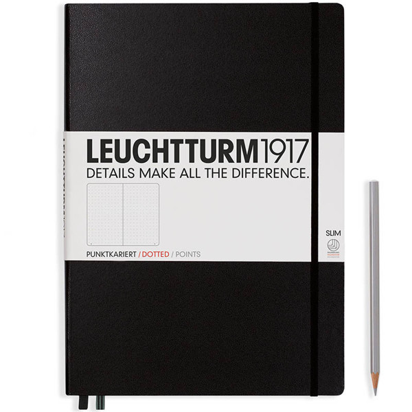 LEUCHTTURM1917 Master Slim A4+ notitieboek Black dotted