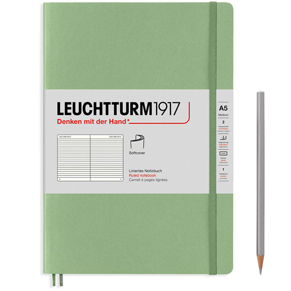 LEUCHTTURM1917 Medium A5 Softcover notitieboek Sage gelijnd