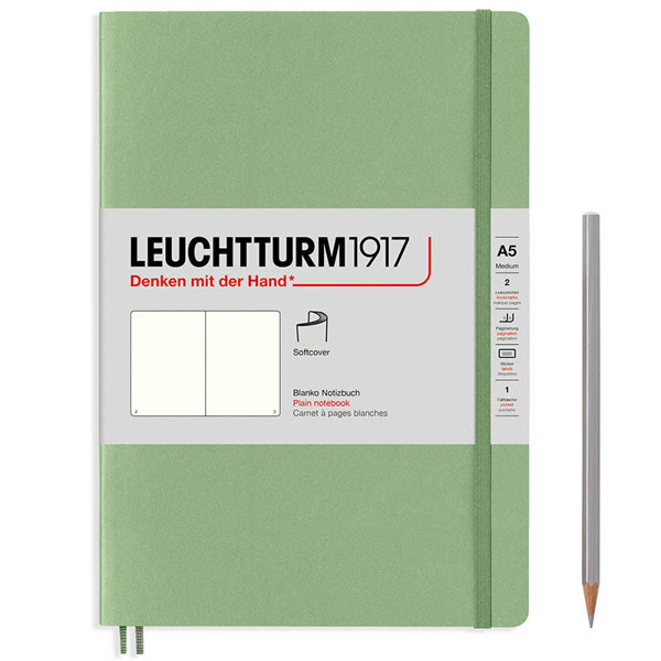 LEUCHTTURM1917 Medium A5 Softcover notitieboek Sage blanco