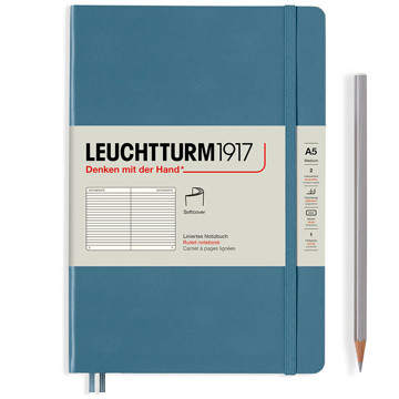 LEUCHTTURM1917 Medium A5 Softcover notitieboek Rising Colour Stone Blue gelijnd