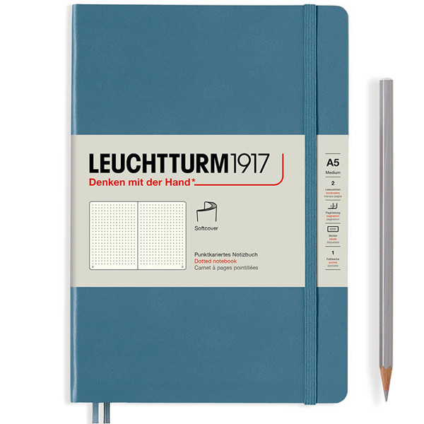 LEUCHTTURM1917 Medium A5 Softcover notitieboek Rising Colour Stone Blue dotted