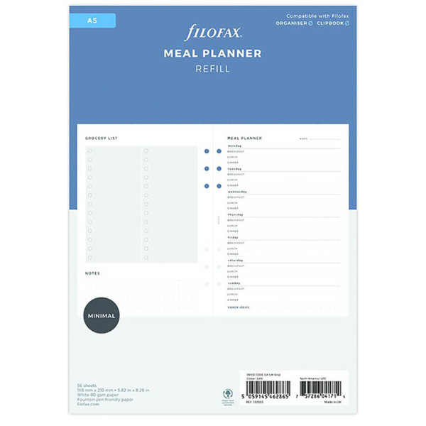 Filofax A5  interieur Meal Planner