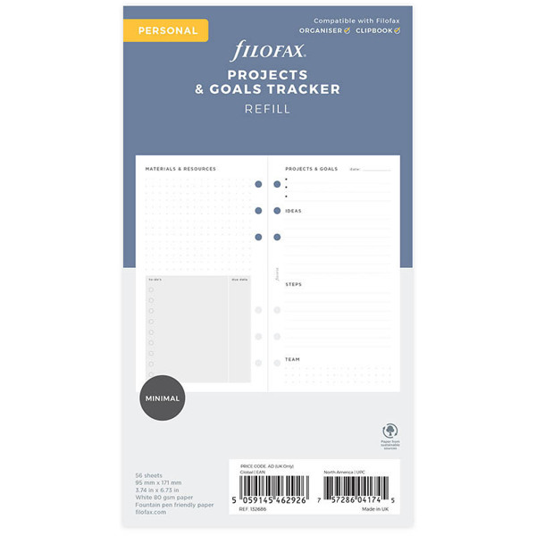 Filofax Personal  interieur Projects & Goals Tracker