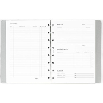 Filofax Notebook A5  interieur Expense Tracker