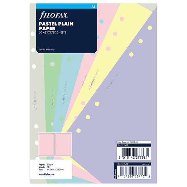 filofax A5 papier blanco pastel