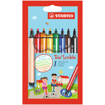 viltstift Stabilo Trio Scribbi  etui -  8 kleuren