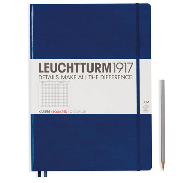 LEUCHTTURM1917 Master Slim A4+ notitieboek Navy geruit