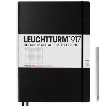 LEUCHTTURM1917 Master Slim A4+ notitieboek Black geruit