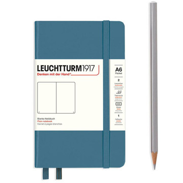 LEUCHTTURM1917 Pocket A6 notitieboek Stone Blue blanco