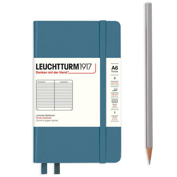 LEUCHTTURM1917 Pocket A6 notitieboek Stone Blue gelijnd