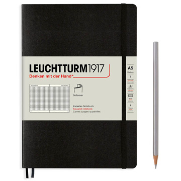 LEUCHTTURM1917 Medium A5 Softcover notitieboek Black geruit