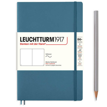 LEUCHTTURM1917 Paperback B6+ Softcover notitieboek Stone Blue blanco