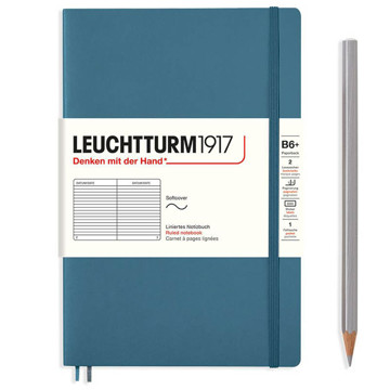 LEUCHTTURM1917 Paperback B6+ Softcover notitieboek Stone Blue gelijnd