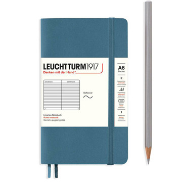 LEUCHTTURM1917 Pocket A6 Softcover notitieboek Stone Blue gelijnd