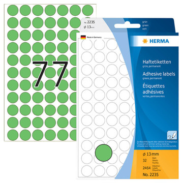 etiket  Herma  13mm rond groen        2464stuks