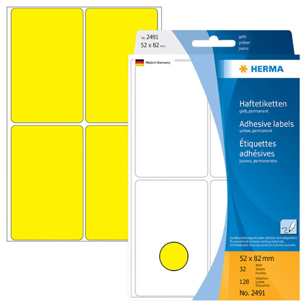 etiket  Herma  52x82mm geel            128stuks