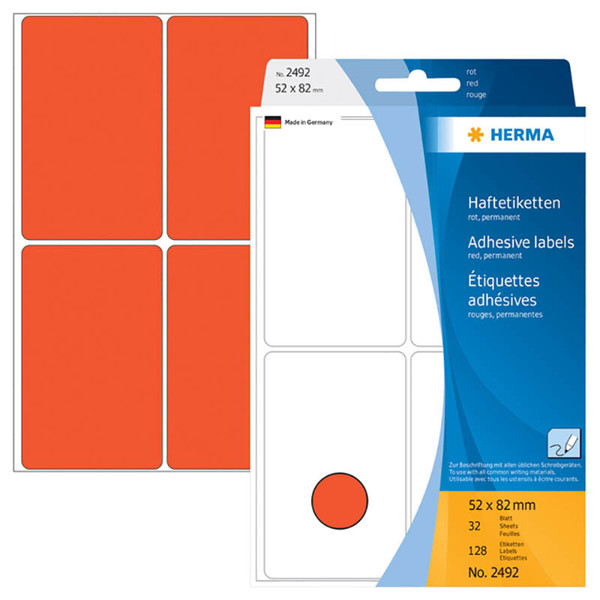 etiket  Herma  52x82mm rood            128stuks