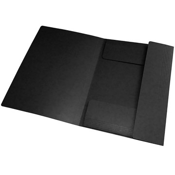 elastomap Oxford Top File+ A4 - 3 kleppen - zwart 