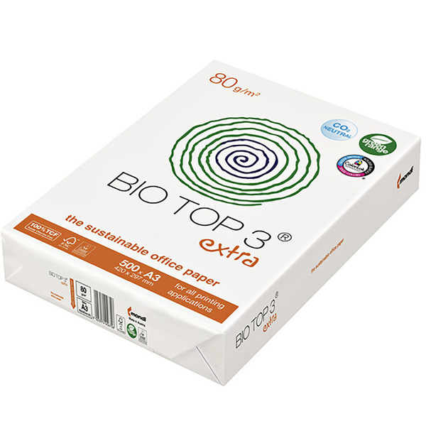 kopieerpapier Mondi Bio Top 3 A3 80gr 500vel wit 