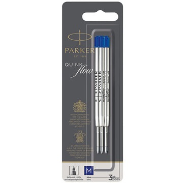 Parker balpenvulling QuinkFlow blauw 1.0mm medium 3stuks 