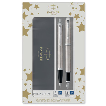 Parker IM Stainless Steel CT schrijfset balpen en vulpen