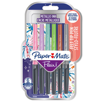 fineliner Paper Mate Flair Metallic 6 stuks assorti